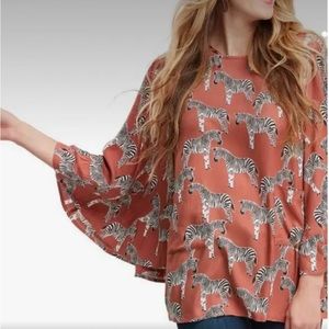 World Market Zebra Print Blouse Sz L/XL